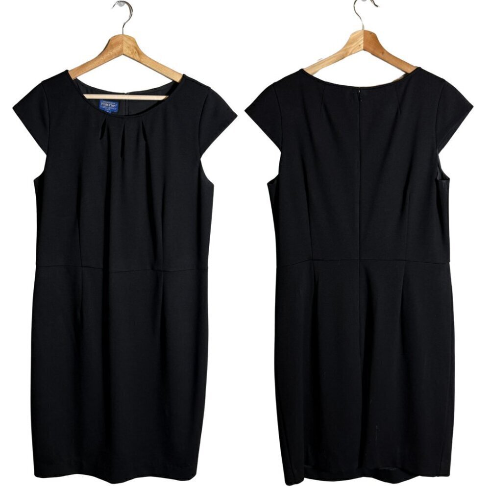 Pendleton Sheath Pencil Knee Length Dress Women's 14 Black Career Professional